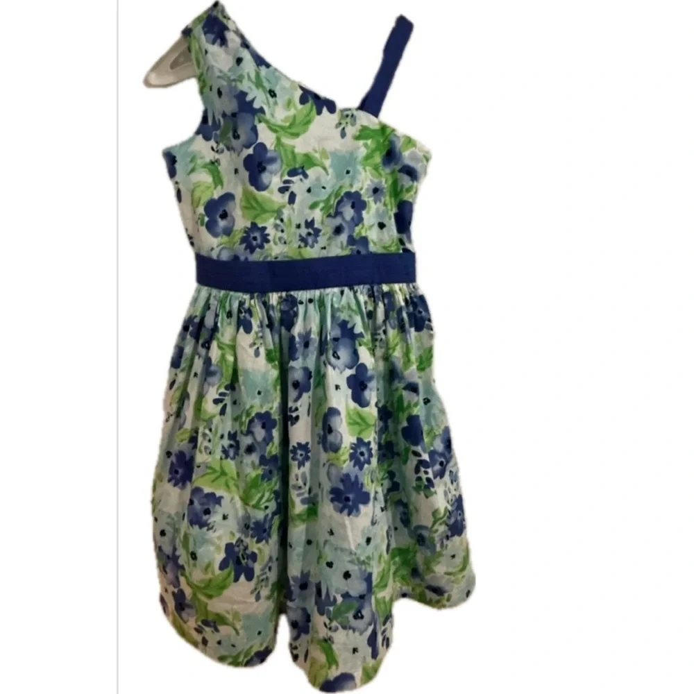 Gymboree Blue/lavender and green Floral dress size 12 NWT